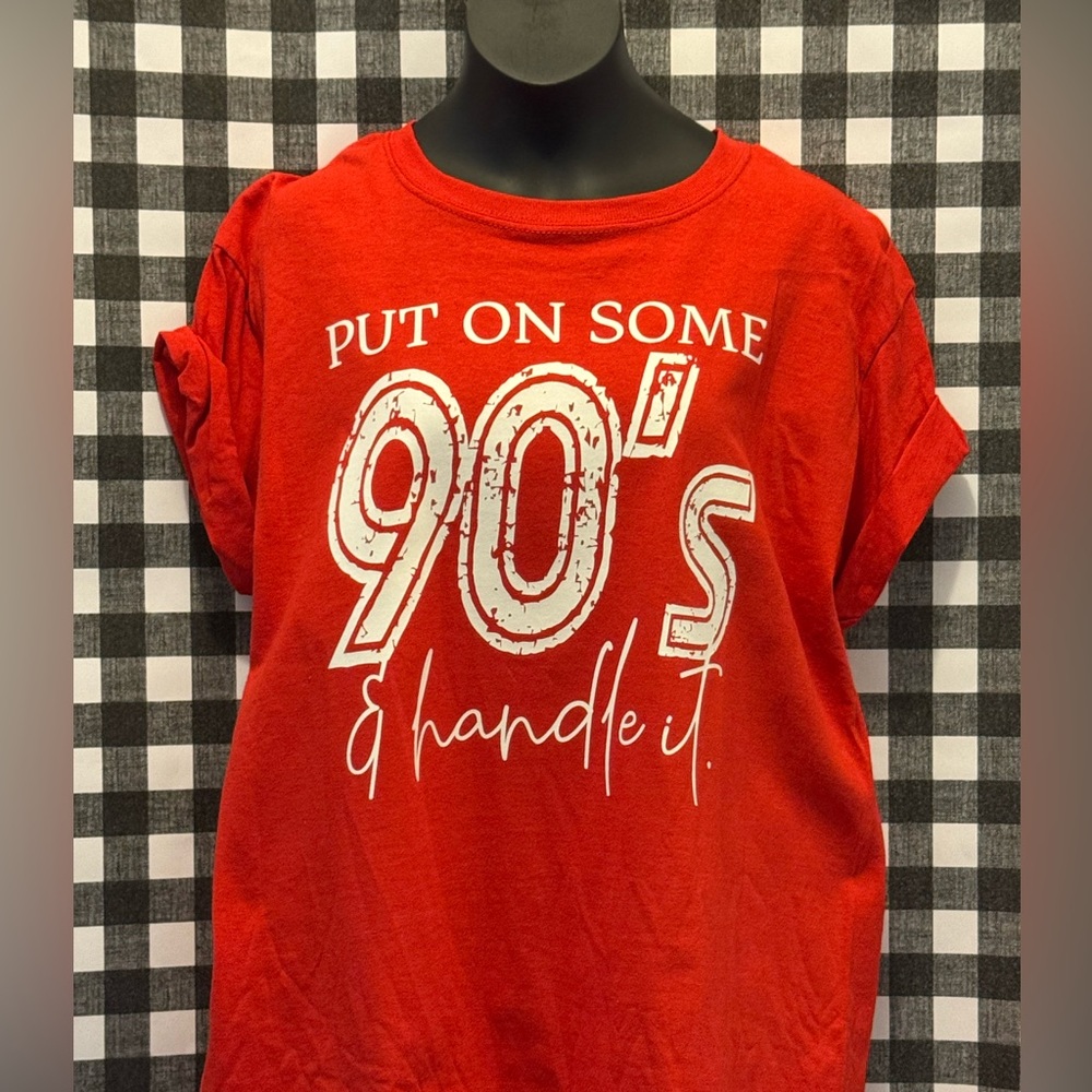 Red Graphic Tee with 90's Print